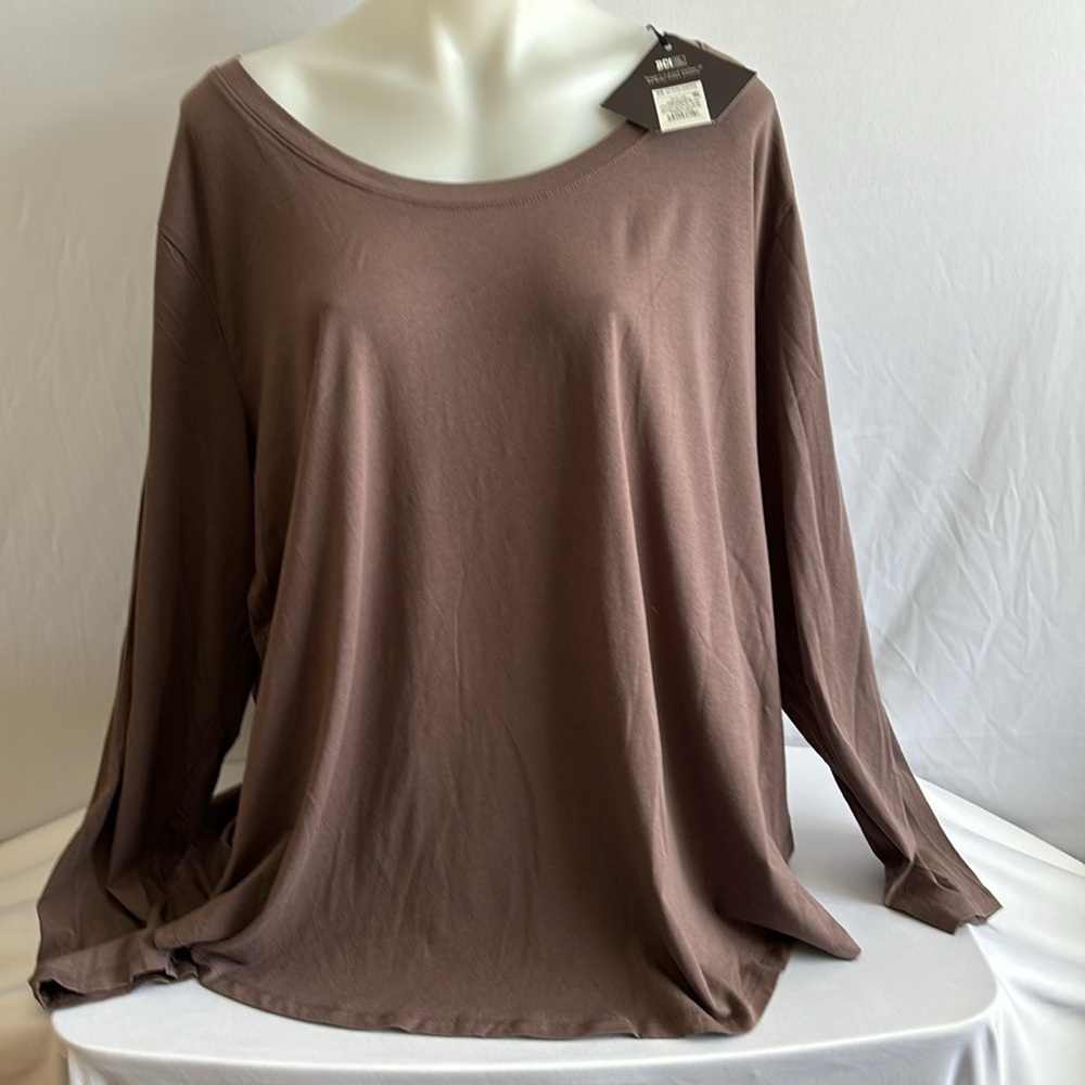 AVA&VIV dark Taupe 3X long sleeve tee, NWT